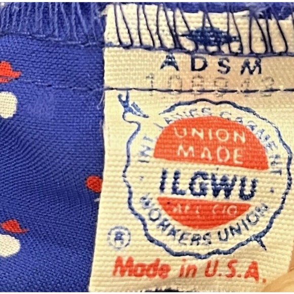 VINTAGE RETRO MOD 70s LORAC ORIGINAL BLUE POLKA DOT DRESS UNION MADE SIZE M L - Picture 4 of 7